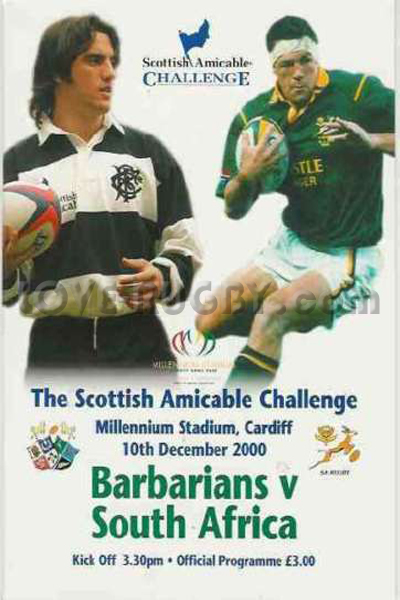 2000 Barbarians v South Africa  Rugby Programme